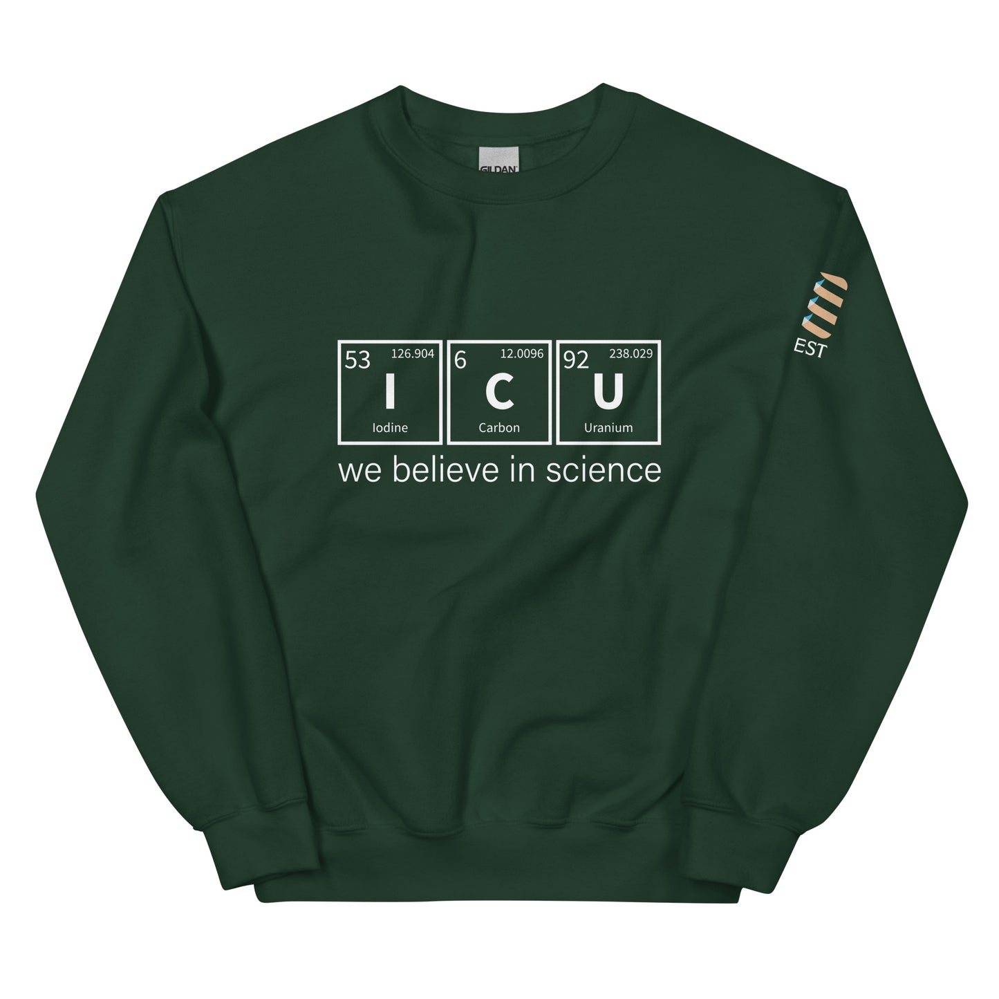 crew neck - we believe in science - green