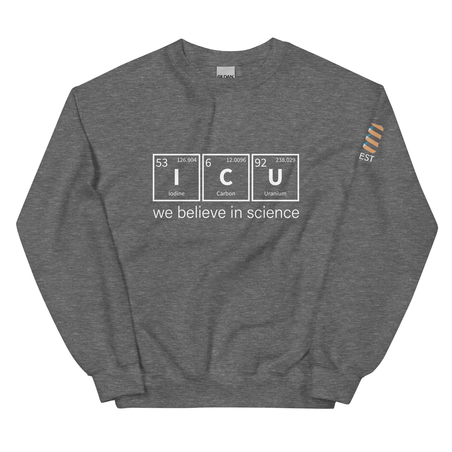 crew neck - we believe in science - graphite
