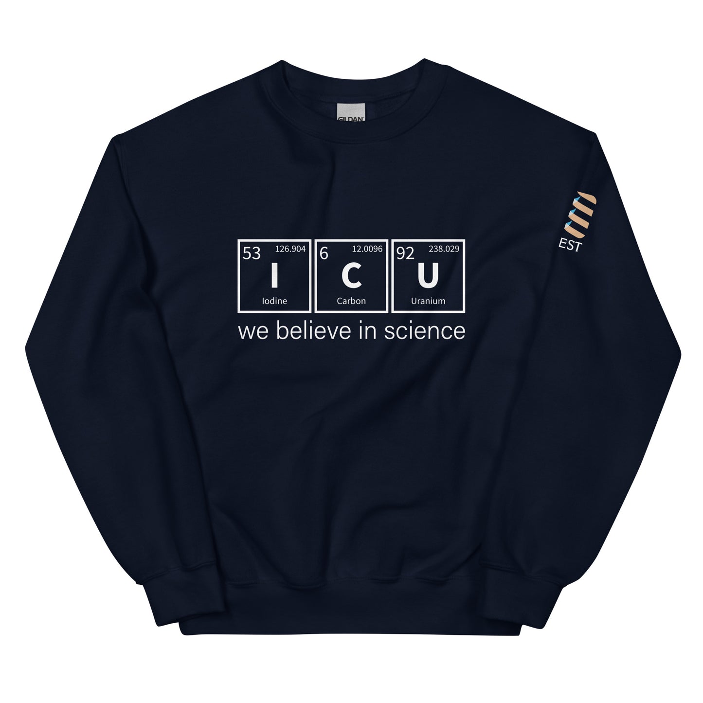 crew neck - we believe in science - navy