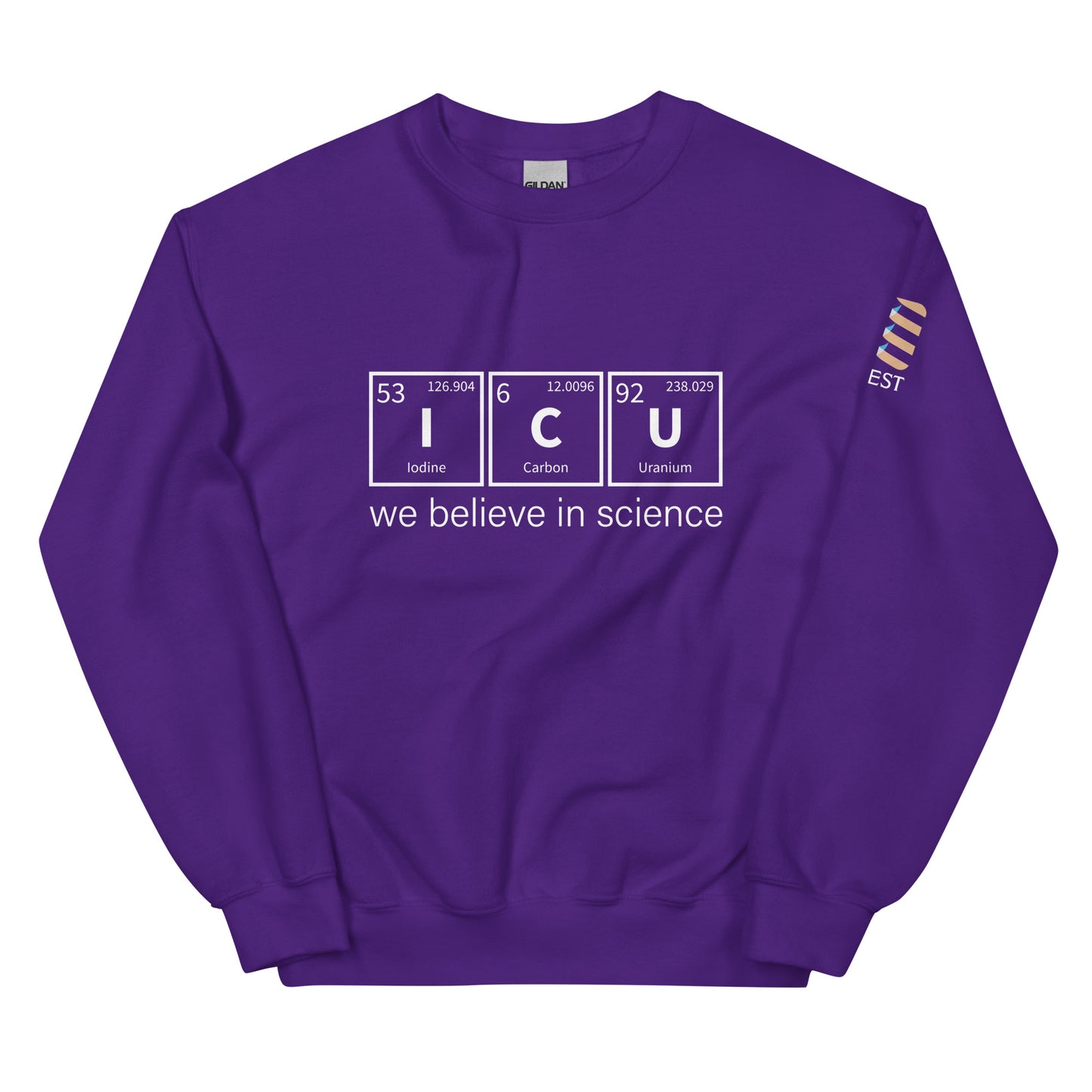 crew neck - we believe in science - purple