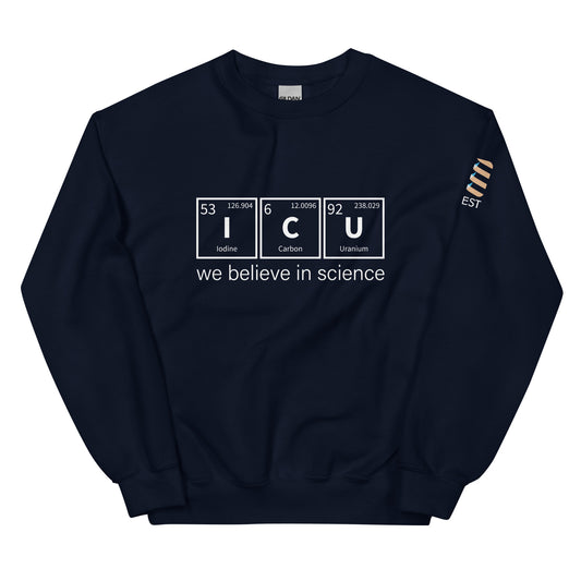 crew neck - we believe in science - navy