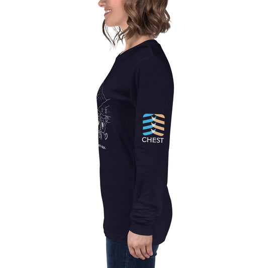 Back view of Unisex Breathe Deep Long Sleeve Tee